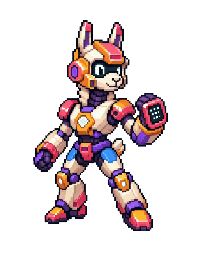 Pixel-art xllama agent mascot